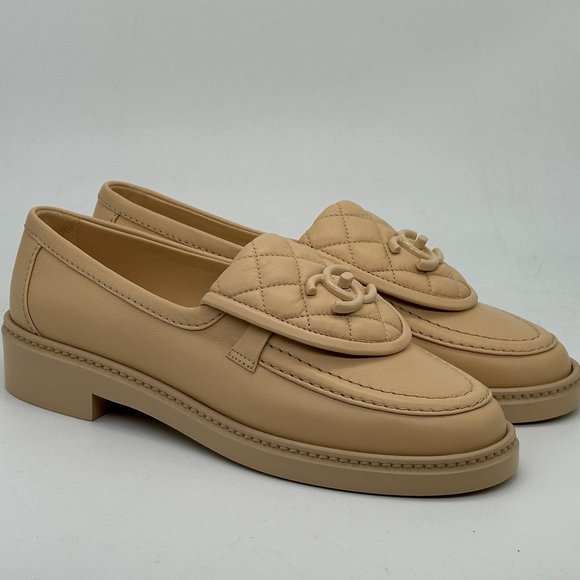 CHANEL 24C Leather Quilted Tab Turn Lock Turnlock CC Loafer Moccasin Flats - Picture 4 of 11